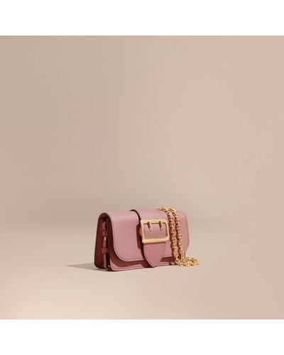 Burberry The Mini Buckle Bag In Grainy Leather Dusty Pink