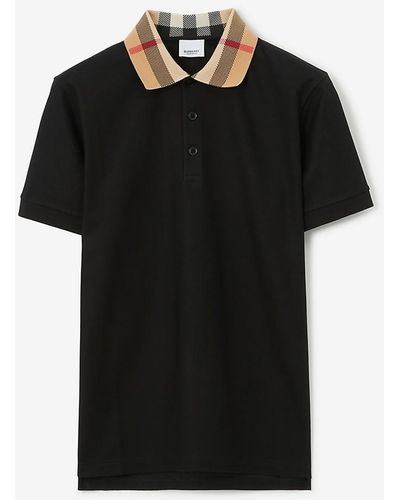 Burberry Es Herren Polo-Shirt mit Kontrastkragen - Schwarz
