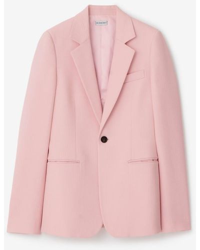 Burberry Wool Tailored Jacket - Pink