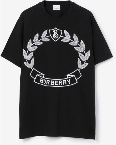 Burberry T-shirt en coton à écusson feuille de chêne - Noir