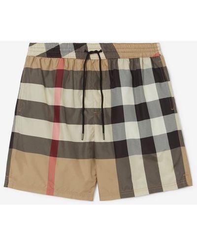 Burberry Check Drawcord Swim Shorts - Natural