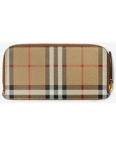 Burberry Large Check Zip Card Case - Natural