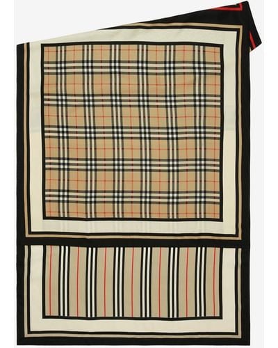 Burberry Montage Print Silk Scarf - Natural