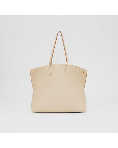 Burberry Large Leather Society Tote - Natural