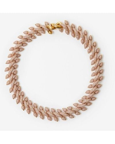 Burberry Spear Pavé Chain Necklace - Metallic