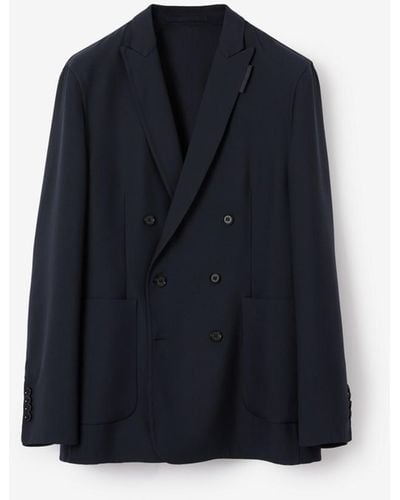 Burberry Slim Fit Wool Tailored Jacket - Blue