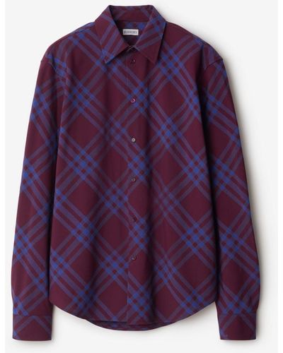 Burberry Check Wool Blend Shirt - Purple