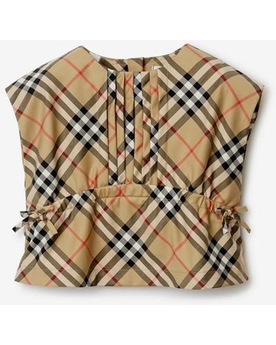 Burberry Check Stretch Cotton Top - Natural