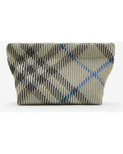 Burberry Check Knitted Clutch - Gray