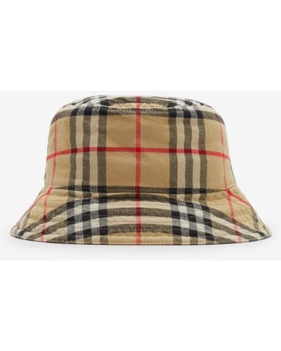 Burberry Check Cotton Bucket Hat - Natural
