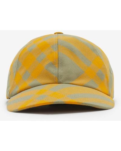 Burberry Check Wool Blend Baseball Cap - Yellow