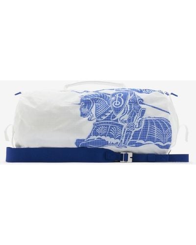 Burberry Medium Ekd Nylon Duffle Bag - Blue