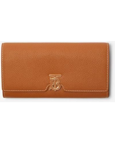 Burberry Grainy Leather Tb Continental Wallet - Brown