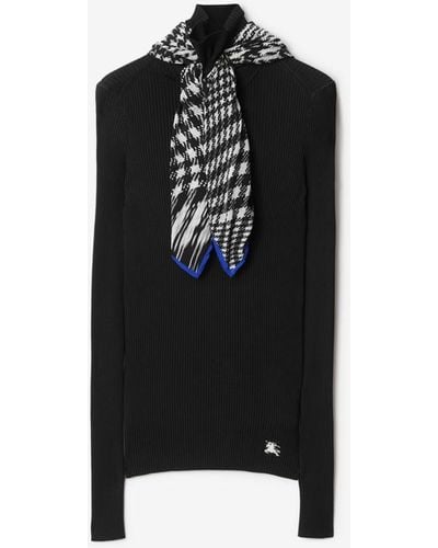 Burberry Scarf Rib Knit Sweater - Black