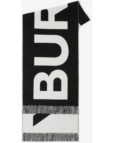 Burberry Logo Wool Jacquard Scarf - Black
