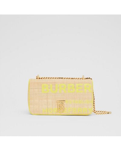 Burberry Small Horseferry Print Quilted Raffia Lola Bag - Yellow