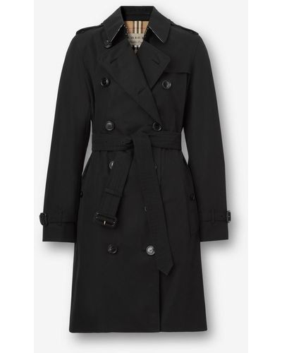 Burberry Mid-length Kensington Heritage Trench Coat - Black