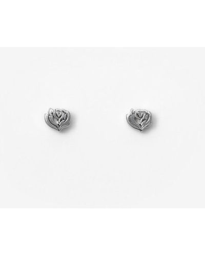 Burberry Rose Stud Earrings - White