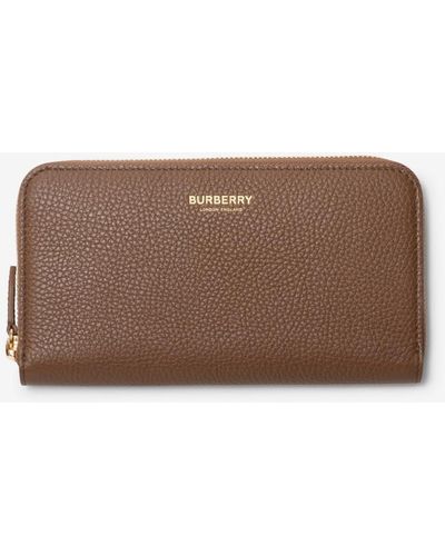 Burberry Large Leather Zip Wallet - Brown