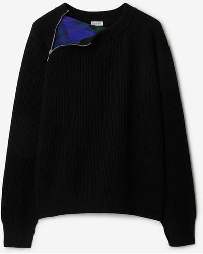 Burberry Rib Knit Wool Sweater - Black