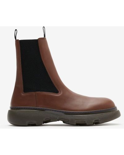 Burberry Creeper Leather Chelsea Boots - Brown