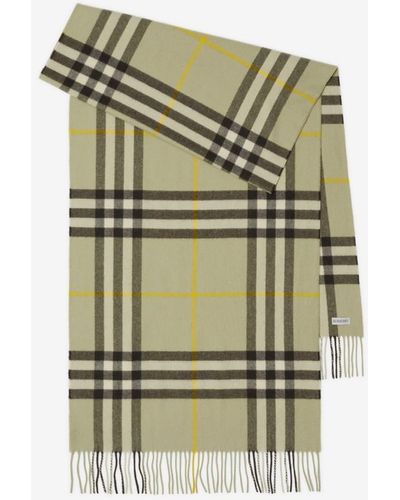 Burberry Wide Check Cashmere Scarf - Green