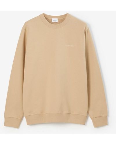 Burberry Check Ekd Cotton Sweatshirt - Natural