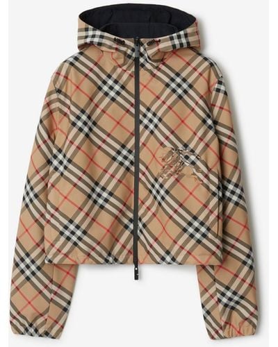 Burberry Cropped Reversible Check Jacket - Brown