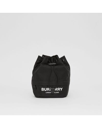 Burberry Nylonbeuteltasche mit Zugbandverschluss und Logo - Schwarz
