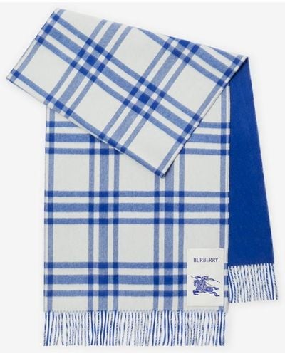 Burberry Reversible Check Cashmere Scarf - Blue