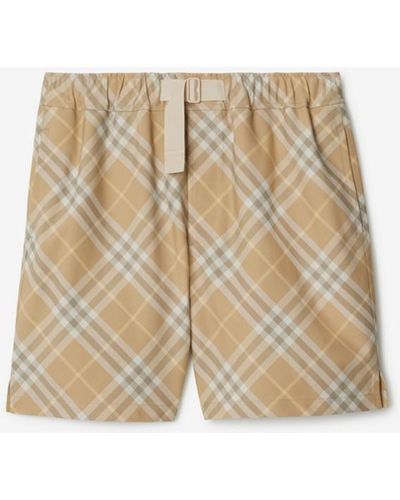 Burberry Check Shorts - Natural