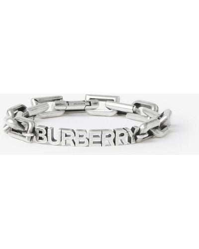 Burberry Logo Detail Palladium-plated Chain-link Bracelet - White