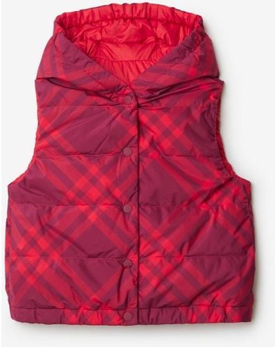 Burberry Check Puffer Gilet - Red