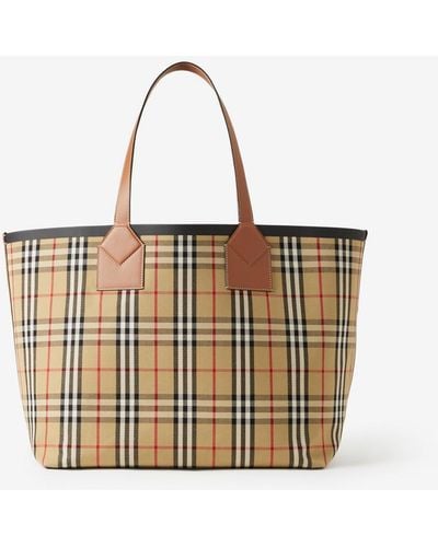 Burberry Large London Check Tote Bag - Brown