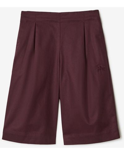 Burberry Pleated Cotton Trousers - Purple