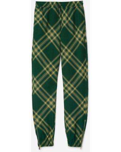 Burberry Check Wool Jogging Trousers - Green