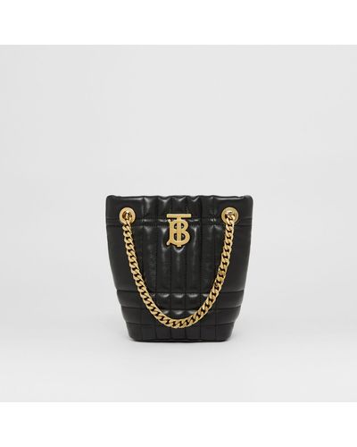 Burberry Quilted Leather Mini Lola Bucket Bag - Black