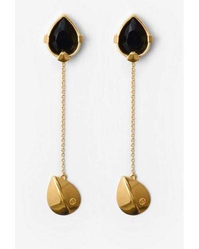 Burberry Onyx Shield Pendant Earrings - Metallic