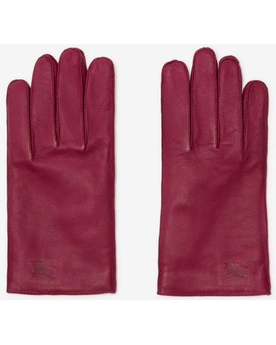 Burberry Leather Gloves - Red