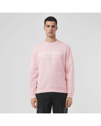 Burberry Men's Logo Crewneck Sweatshirt - Alabaster - Pink