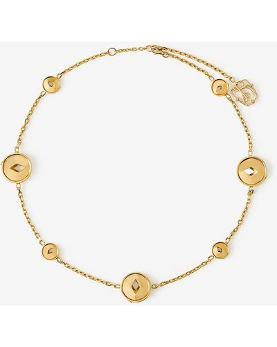 Burberry Gold-plated Hollow Medallion Necklace - Metallic