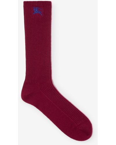 Burberry Ribbed Cashmere Blend Socks - Red