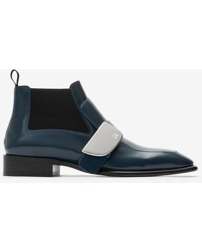 Burberry Leather Shield Chelsea Boots - Blue