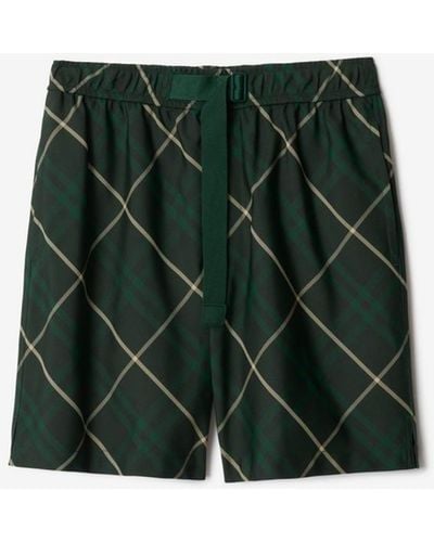 Burberry Check Shorts - Green