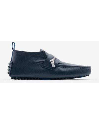 Burberry Leather Motor High Loafers - Blue