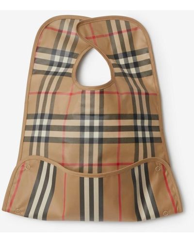 Burberry Coated Vintage Check And Icon Stripe Bib - Natural
