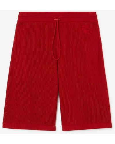 Burberry Silk Cotton Mesh Shorts - Red