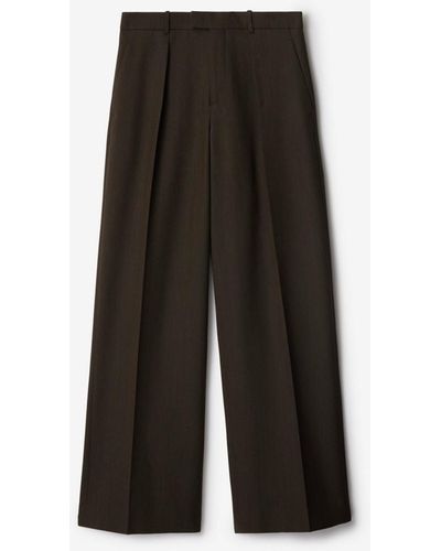 Burberry Herringbone Wool Tailored Pants - Black