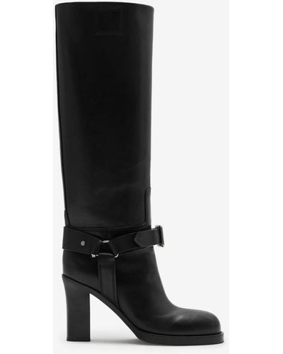 Burberry Leather Stirrup High Boots - Black