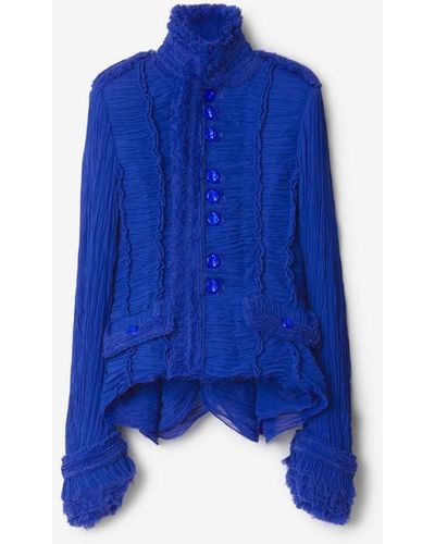 Burberry Pleated Tailored Jacket - Blue